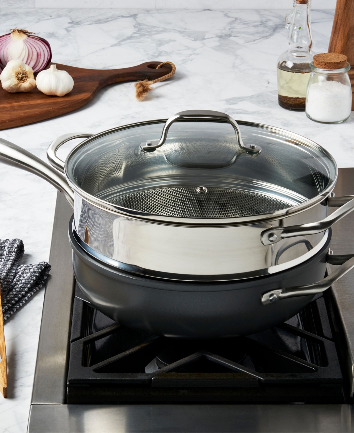 Denmark Tools For Cooks 3-pc. Aluminum Favorite Saute Steamer Pan In Black