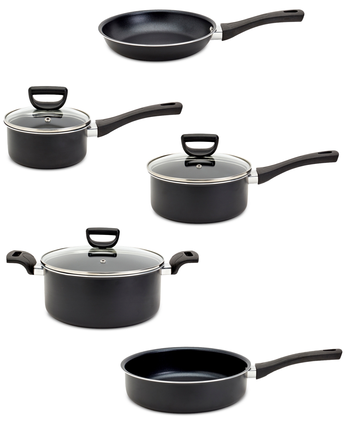 Basic Essentials 32-pc. Nonstick Aluminum Cookware Set In Black