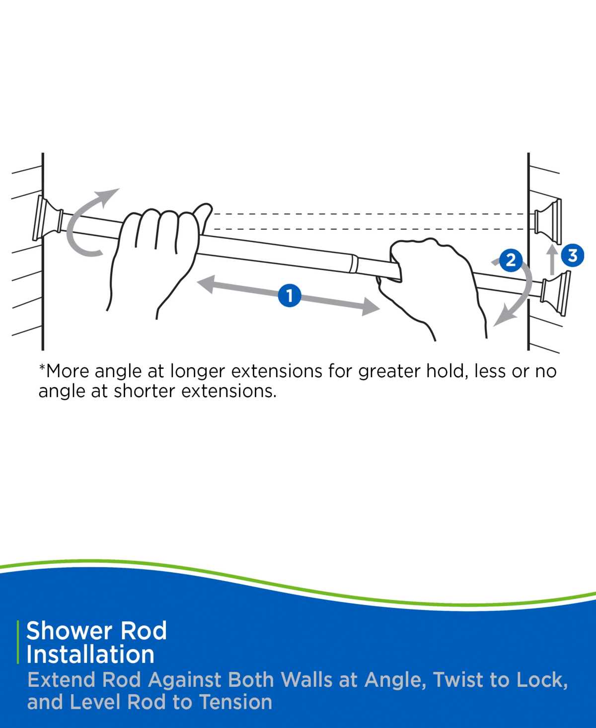 Kenney Twist Fit No Tools Decorative Shower Curtain Rod, 42-72