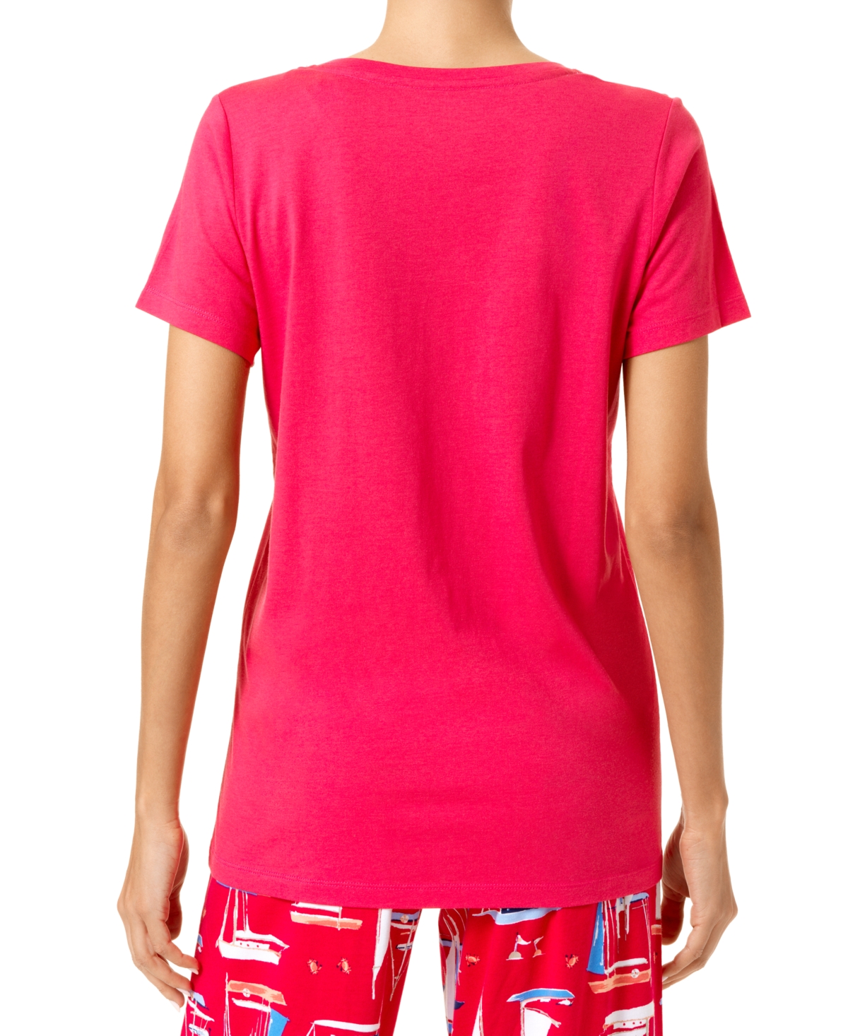 Hue Women's Solid Short-Sleeve V-Neck Sleep Tee
