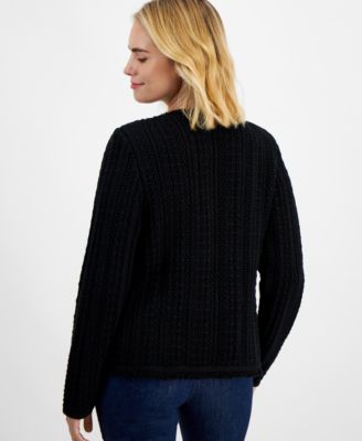 Petite Fringe-Trim Cardigan