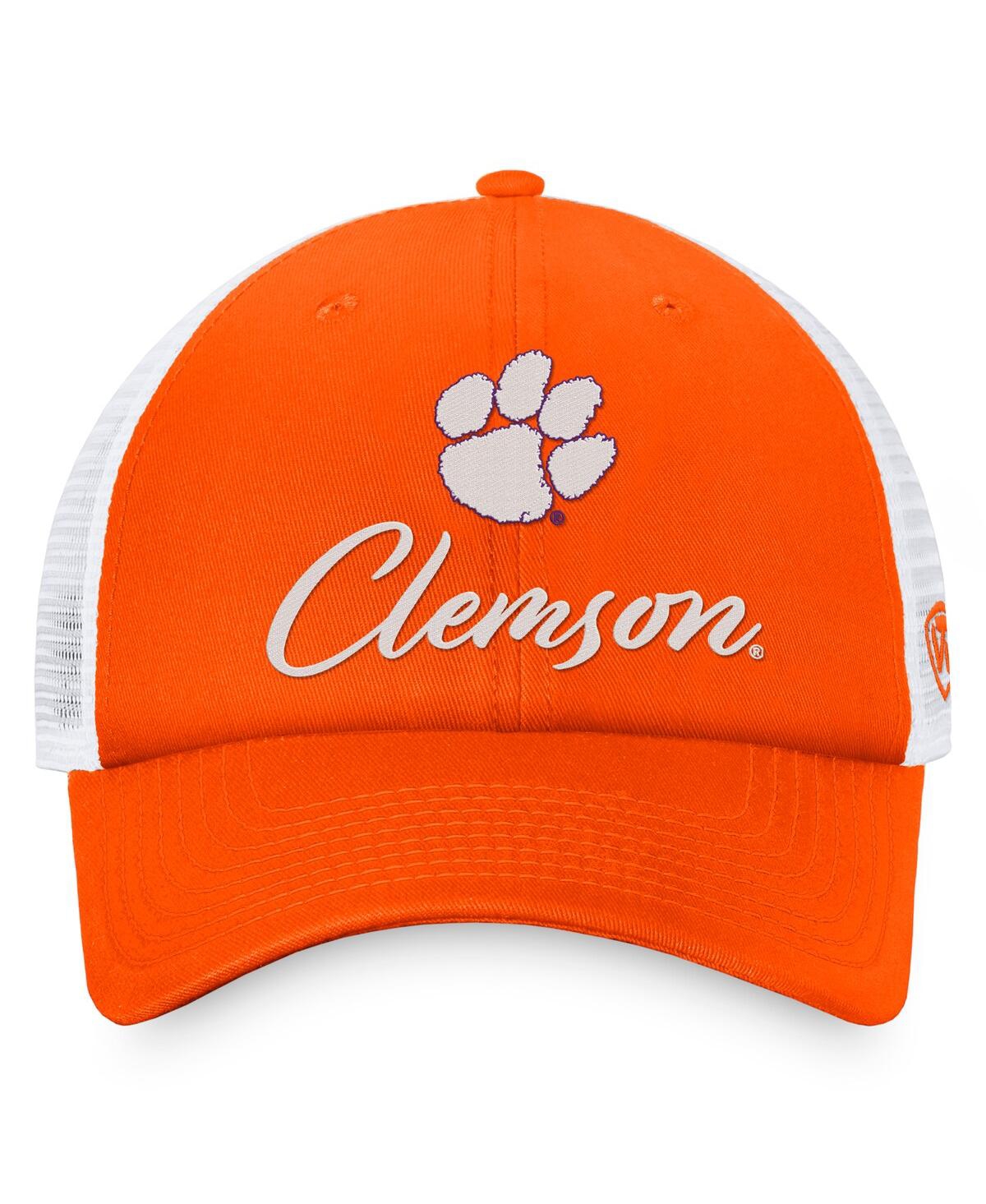 Top of the World Women'sWhite Clemson Tigers Charm Trucker Adjustable Hat - Orange, White