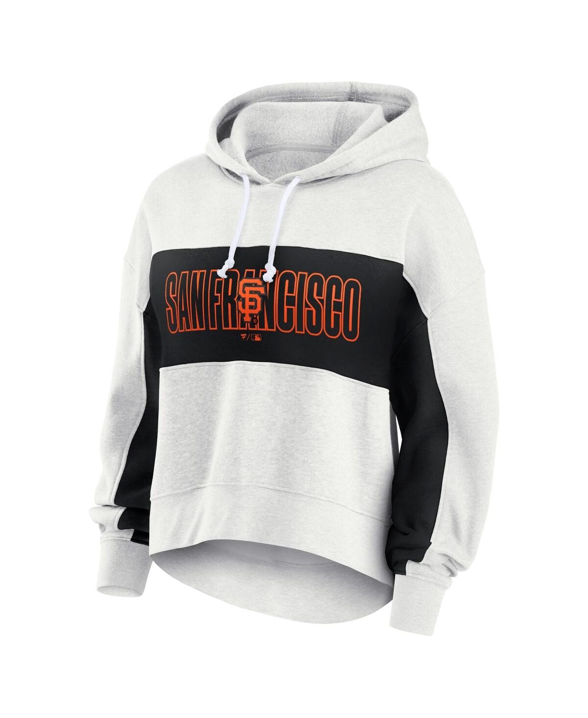 Fanatics Women's Oatmeal San Francisco Giants Up For It Fleece Pullover Hoodie In Oatmeal,black