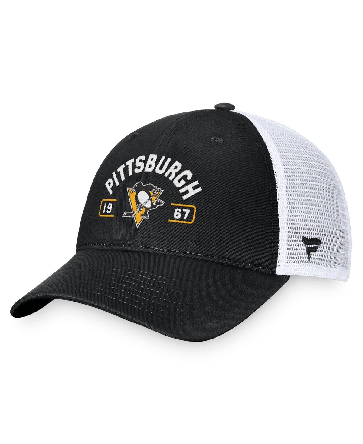 Fanatics Men's Black/White Pittsburgh Penguins Free Kick Trucker Adjustable Hat