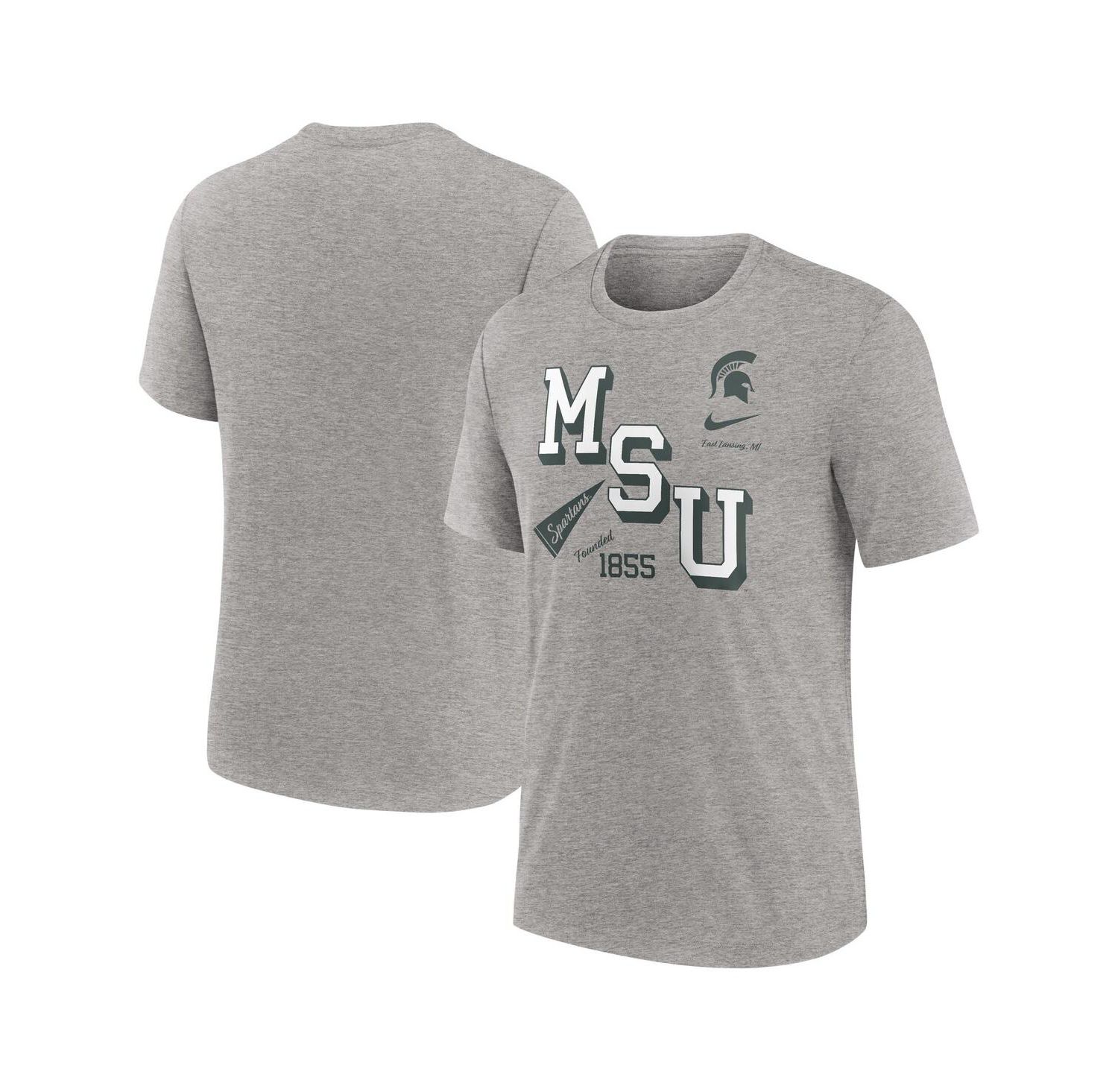 Men's Heather Gray Michigan State Spartans Blitz Roll Call Tri-Blend T-Shirt