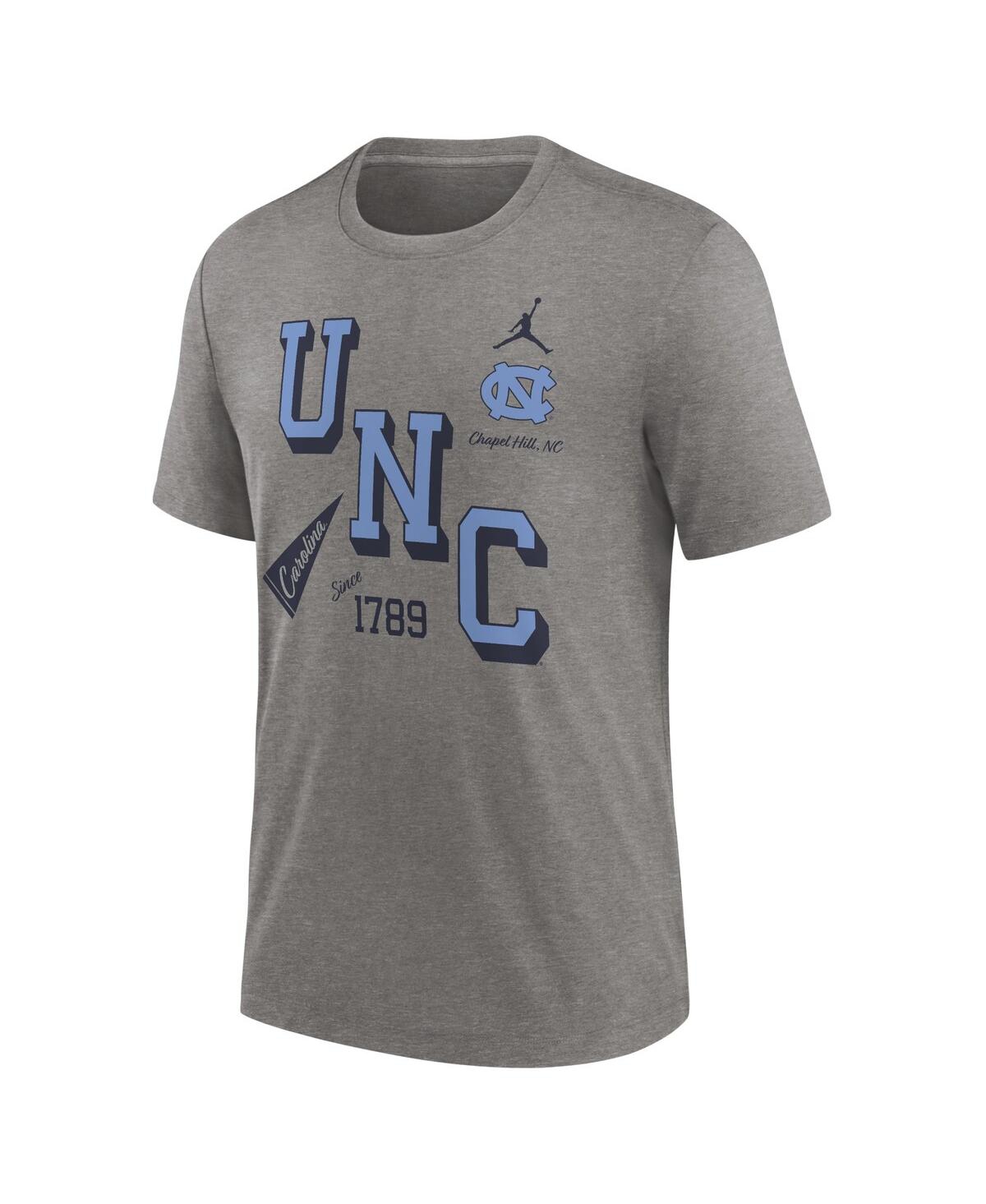 JORDAN MEN'S HEATHER GRAY NORTH CAROLINA TAR HEELS BLITZ ROLL CALL TRI-BLEND T-SHIRT 
