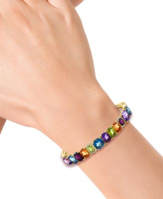 EFFY&reg; Multi-Gemstone (18-7/8 ct. t.w.) & Diamond (1/6 ct. t.w.) Bangle Bracelet in 14k Gold
