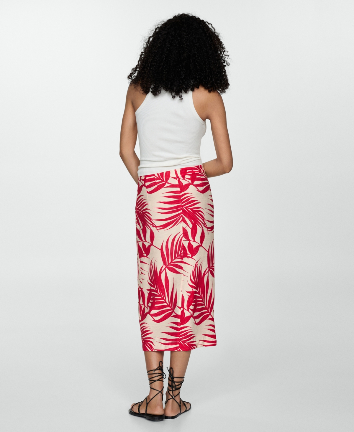Mango Women's Slit Detail Printed Skirt