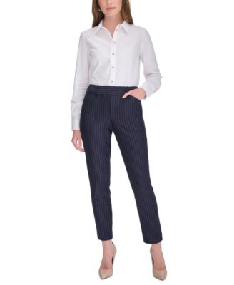 Women's Pinstripe Mid-Rise Ankle-Length Pants
