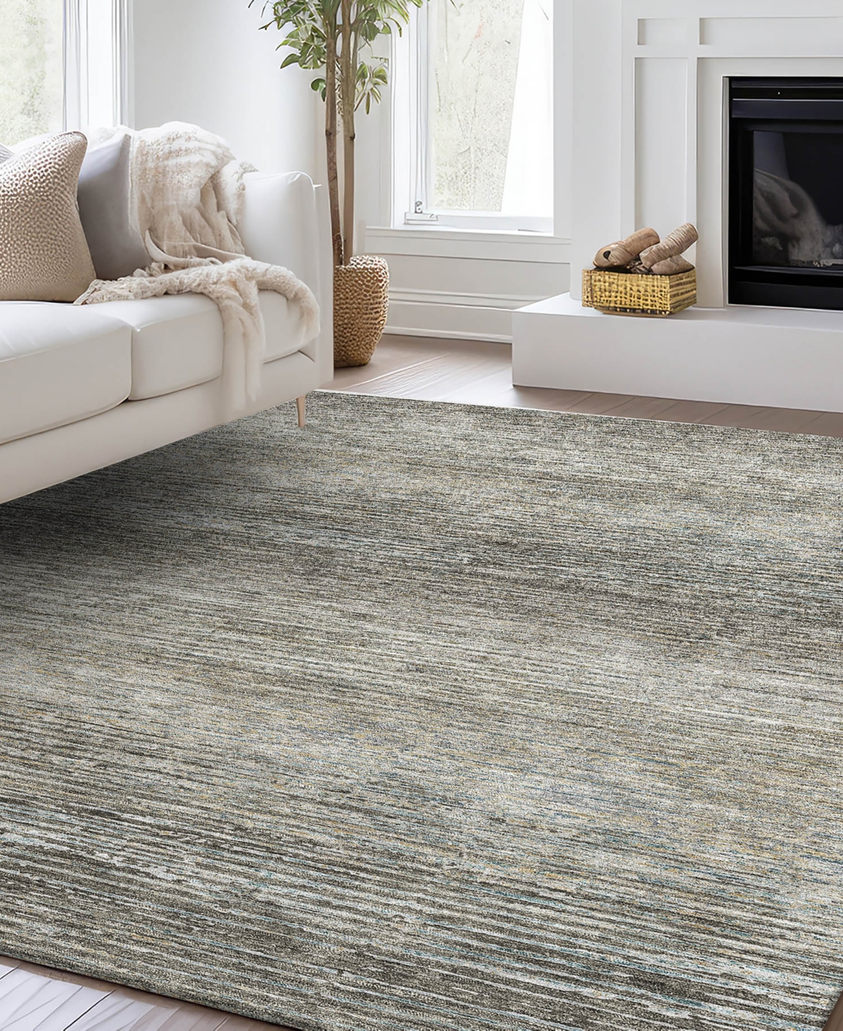 Dalyn Trevi Washable Tv1 9'x12' Area Rug In Taupe