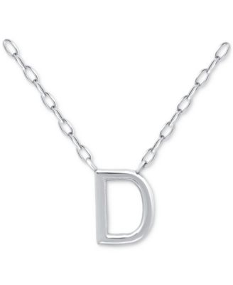 Initial D Pendant Necklace in Sterling Silver, 16" + 2" extender