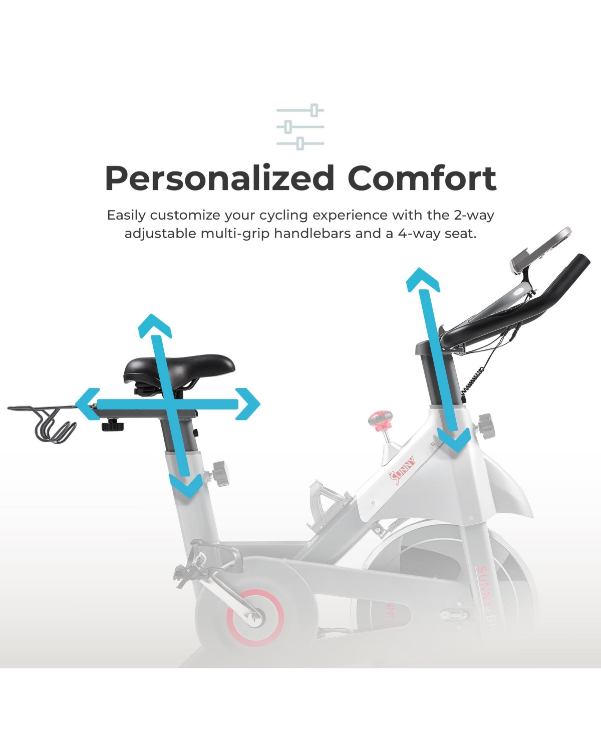 Sunny Health & Fitness Smart Indoor Cycling Magnetic Resistance Exercise Bike, Cardio Workout for Home, Pulse Sensor, with Dumbbell Holder, Bluetooth