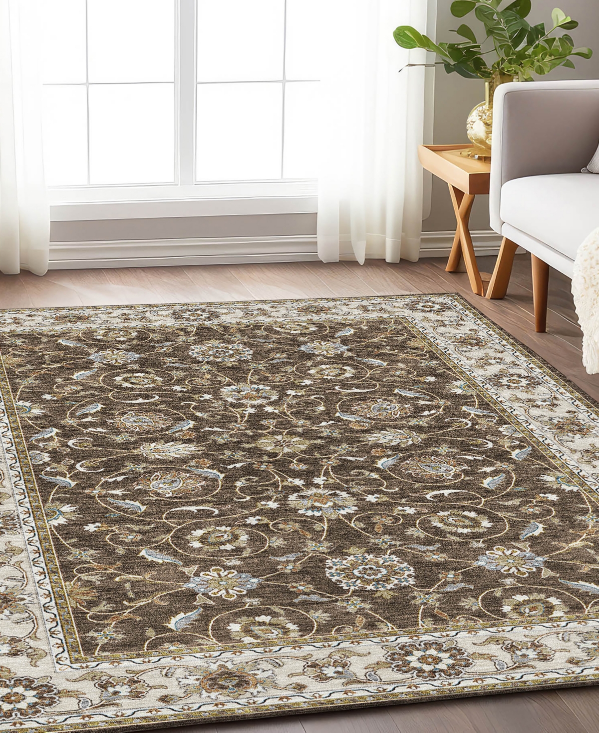 Dalyn Hatay Washable Hy1 5'x7'6"area Rug In Chocolate