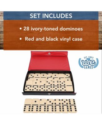 Double 6 Dominoes - Ivory with Black Vinyl Case