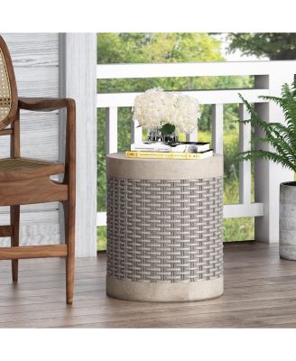 Streamdale Modern Concrete Basket Weave Patio Side Table with No Assembly