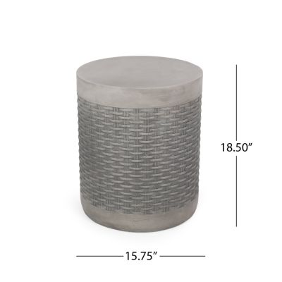Streamdale Modern Concrete Basket Weave Patio Side Table with No Assembly