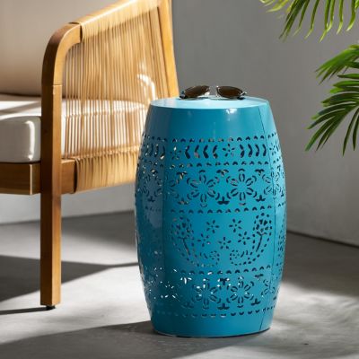 Simplie Fun Durable End Table with Lace Cut Design, Indoor/Outdoor Use