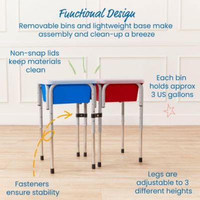 2 Station Square Sand and Water Table with Lids - Seafoam/Turquoise