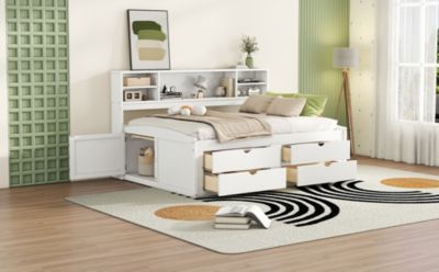 Streamdale White Full-Size Wood Daybed with Cabinet Storage