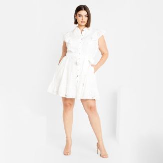 City Chic Women's Casey Dress - Flutter Sleeve Fit & Flare With Cutout Details