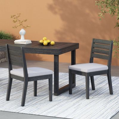 Streamdale Acacia Wood Slat-Back Dining Chair with Washable Cushions