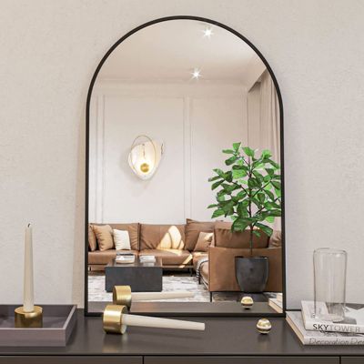 Arched Wall Mounted Mirror 20"x30" in Black