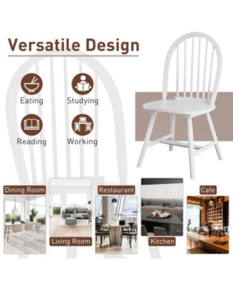 Set of 2 Windsor Dining Chairs with Spindle Backrest in Vintage Wood Finish