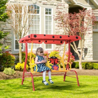 Outdoor Hanging Bench for Kids with Adjustable Roof,