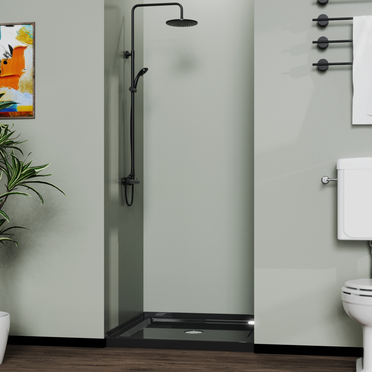 Streamdale FurnitureShower Pan 36 In X 36 In Shower Base Single-Threshold - Black