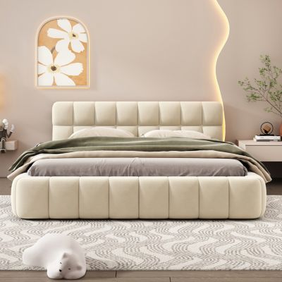 Queen Fabric Upholstered Platform Bed