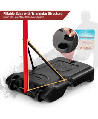 Adjustable Basketball Hoop System Stand Portable with 2 Wheels Fillable Base-Black & Red