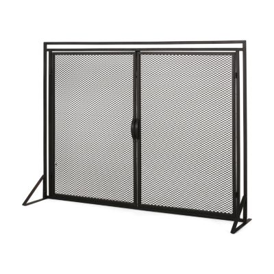 Streamdale Matte Black Modern Iron Fireplace Screen with Access Doors