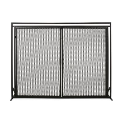 Streamdale Matte Black Modern Iron Fireplace Screen with Access Doors