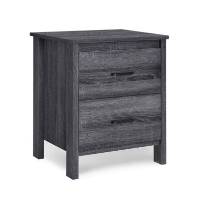 Minimalist Wood-Finish Nightstand with Convenient Storage
