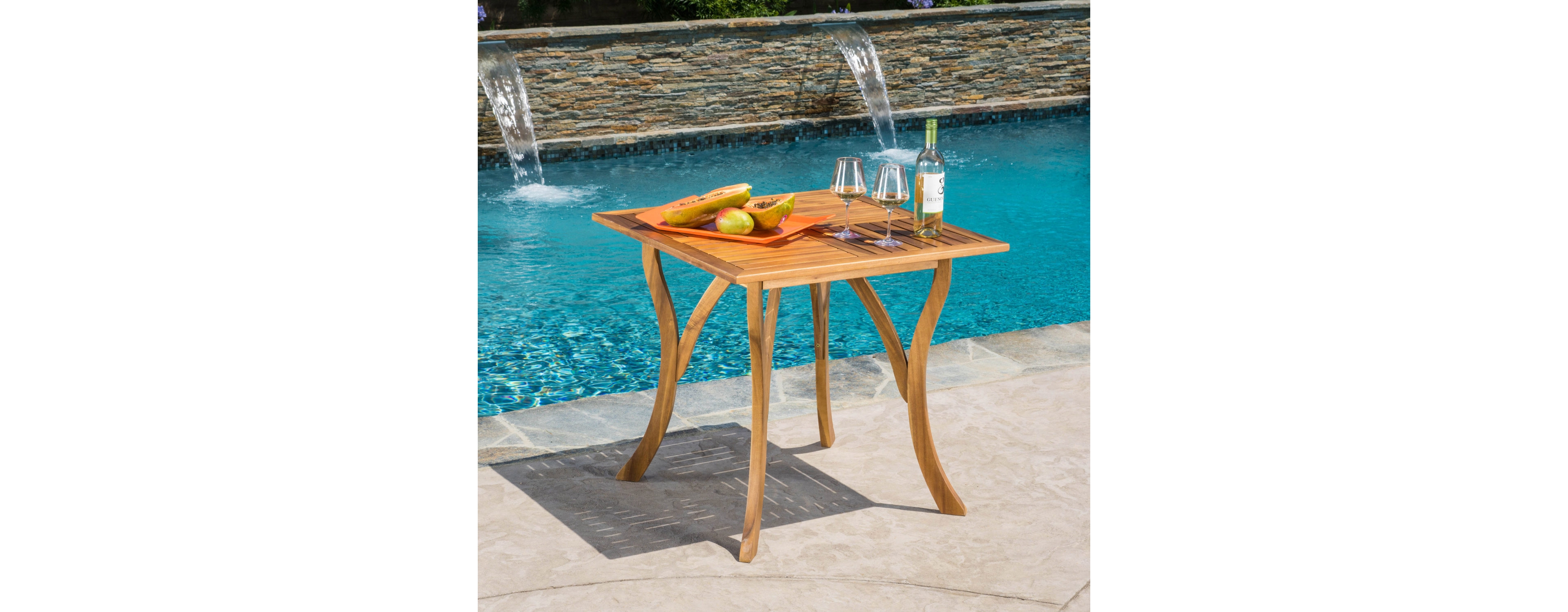 Streamdale Furniture Chic Modern Acacia Wood Square Patio Table