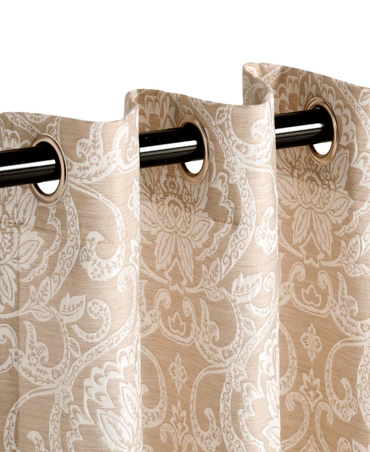 Superior Lotus Jacquard Classic Floral Damask Window Curtain Panel Set with Grommet Header, 52 X 96