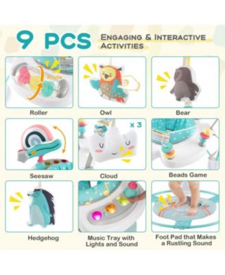 Boys Baby Activity Center Height Adjustable Baby Bouncing Saucer with Interactive Toys-Blue