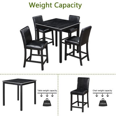 Elegant Counter-Height Dining Set Table & 4 Upholstered Chairs