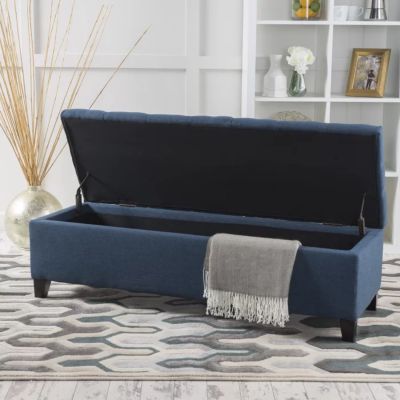 Contemporary Button Tufted Storage Ottoman with Refined Style