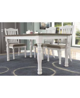 Ebret Farmhouse Two-tone Distressed Wood Dining Table, Brown and White