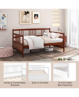 Twin Size Wooden Slats Daybed Bed with Rails