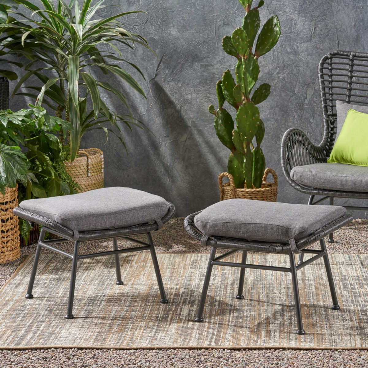 Streamdale Boho Rattan Ottoman Set Comfort & Style Outdoors