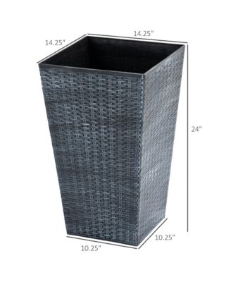 Stylish Rattan-Like Set of 3 Self-Draining Planter Pots (14x14x24")