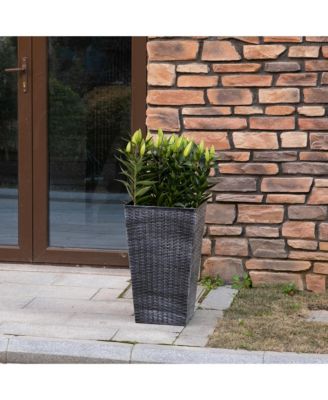 Stylish Rattan-Like Set of 3 Self-Draining Planter Pots (14x14x24")