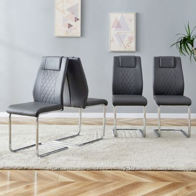 Modern PU Leather Dining Chairs with Metal Legs | Easy Assembly