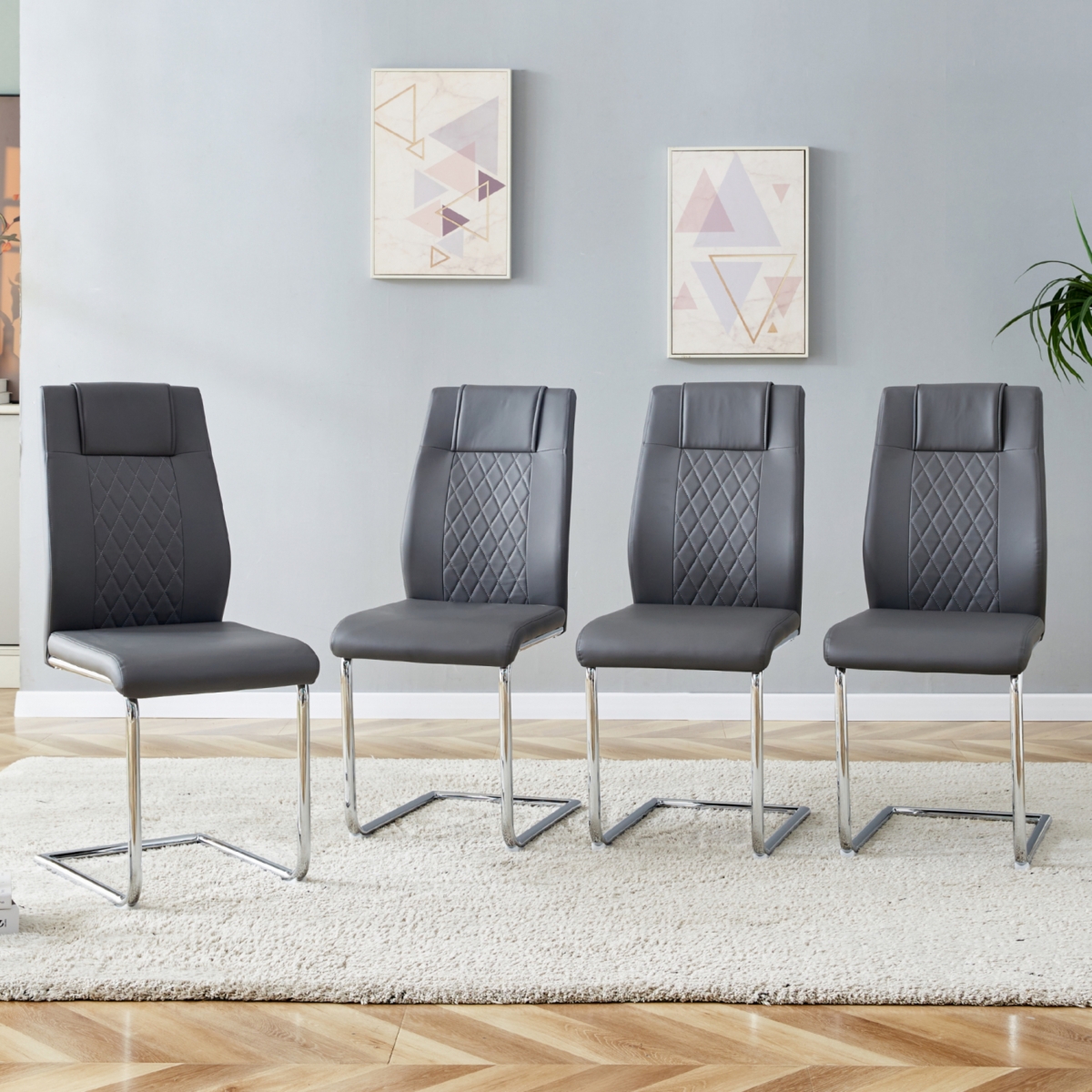 Simplie Fun Modern Pu Leather Dining Chairs with Metal Legs | Easy Assembly