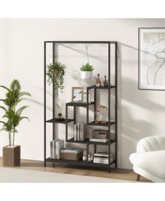6-Tier Tall Plant Stand 71" Metal Indoor Plant Shelf with 10 Hanging Hooks