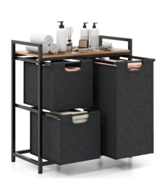 Laundry Basket Organizer Dirty Clothes Hamper with Shelf and 3 Removable Bags