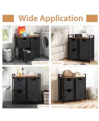 Laundry Basket Organizer Dirty Clothes Hamper with Shelf and 3 Removable Bags