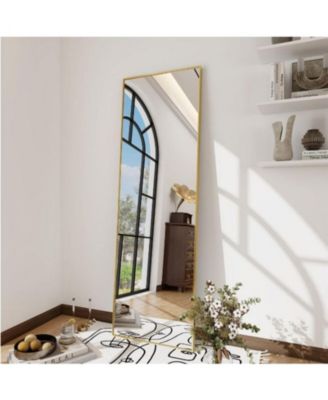 Rectangular Wall Mounted Mirror 16"x50" in Gold